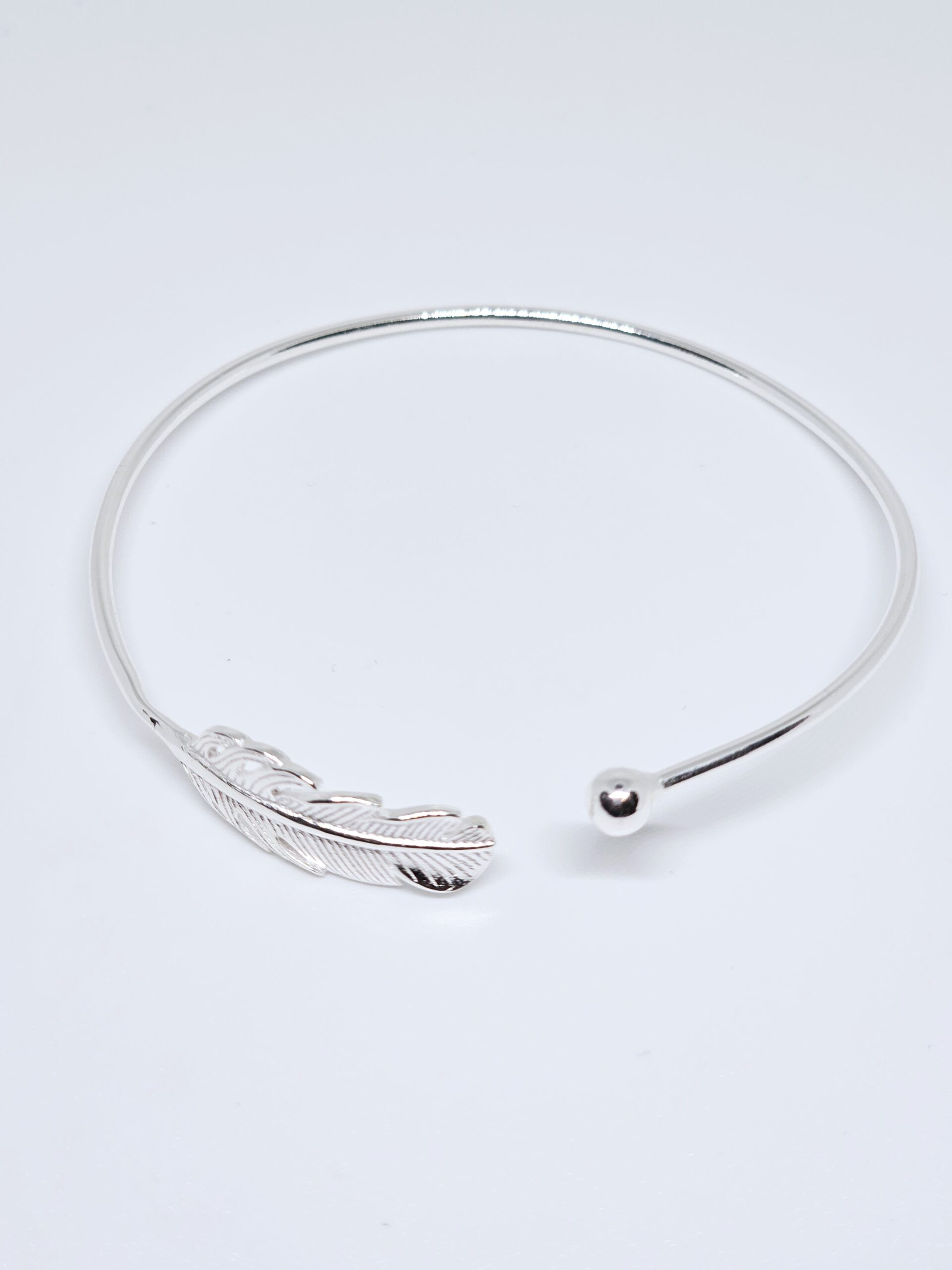 Feather Bangle Bracelet 925 Sterling Silver - Image 2