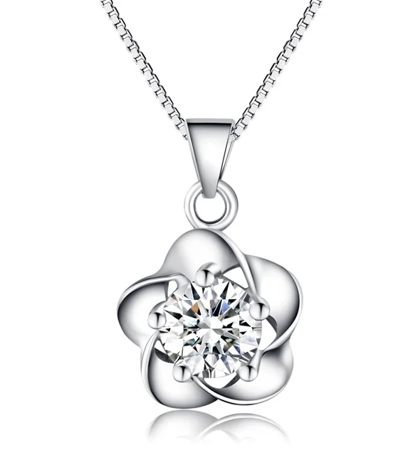 925 Sterling Silver Cubic Zirconia Flower Jewelry Set - Image 2