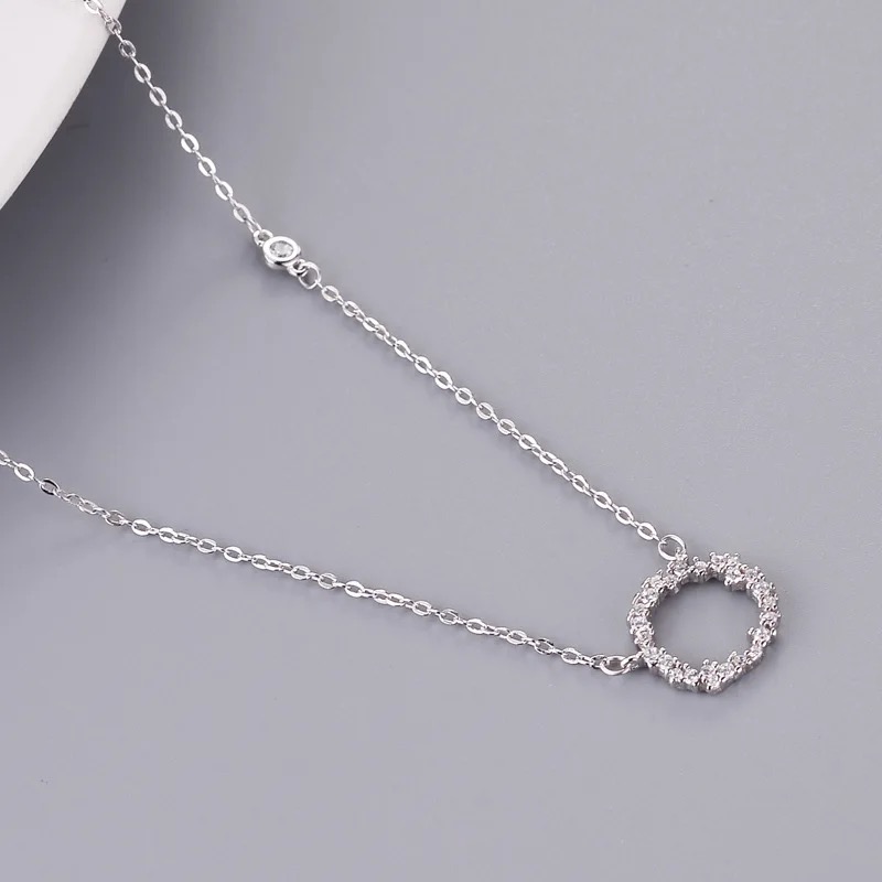 New Arrivals 925 Sterling Silver Crystal Round Necklaces Pendant Hot Sale - Image 3