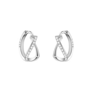 Fashion 925 Silver Zircon Geometric Round Silver Hoop Earring