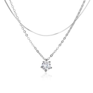 New Fashion Jewellery Chain 925 Silver Double Zircon Necklace for Women