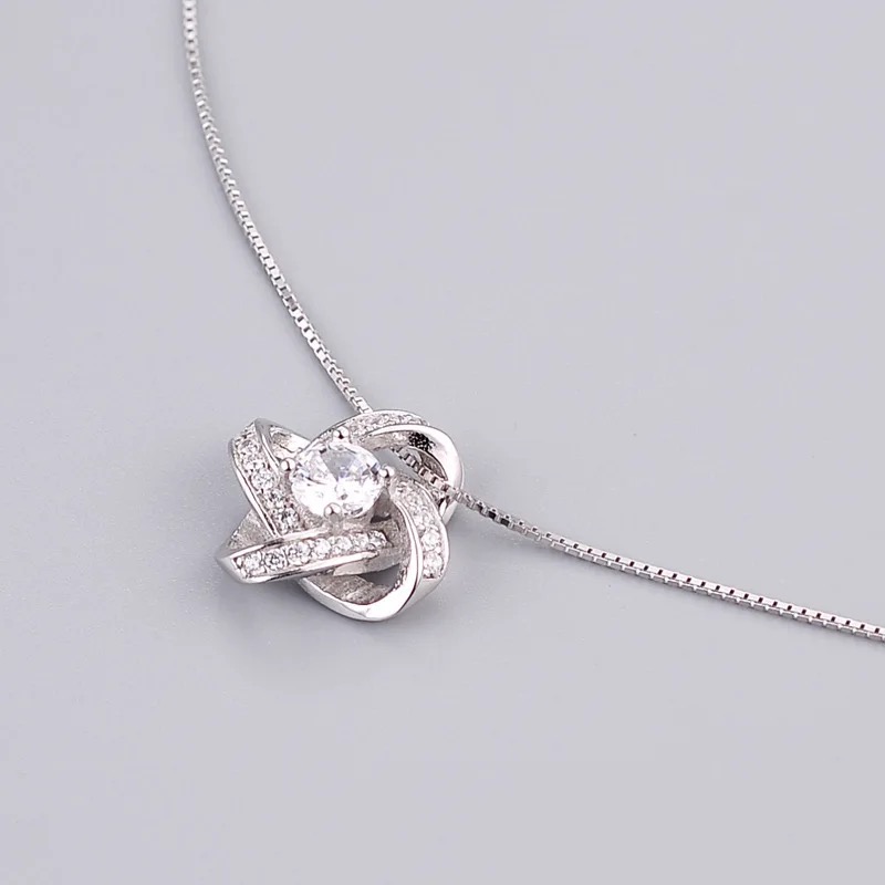 925 Sterling Silver Crystal Clover Necklaces Pendant - Image 3