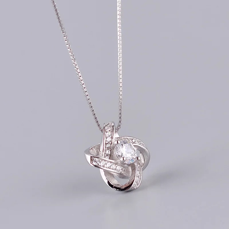 925 Sterling Silver Crystal Clover Necklaces Pendant - Image 2