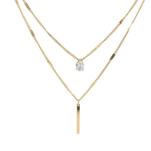 Layered Solitaire & Vertical Bar Necklace