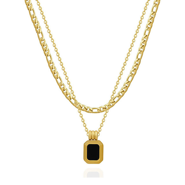 Chiara Layered Necklace | Black ONYX 14KT