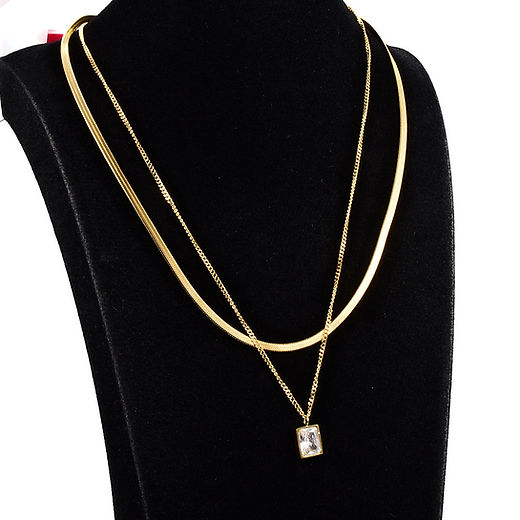 Layered ZIRCON Pendant Necklace - Image 5