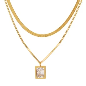 Layered ZIRCON Pendant Necklace
