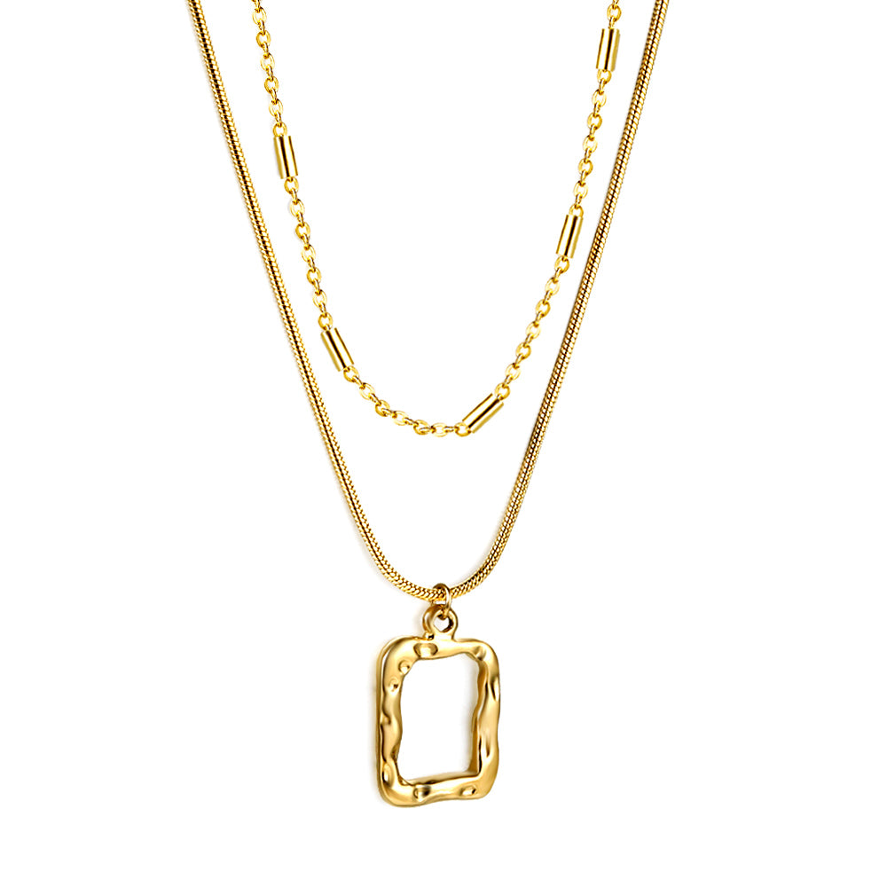 RECTANGLE DROP NECKLACE 18K