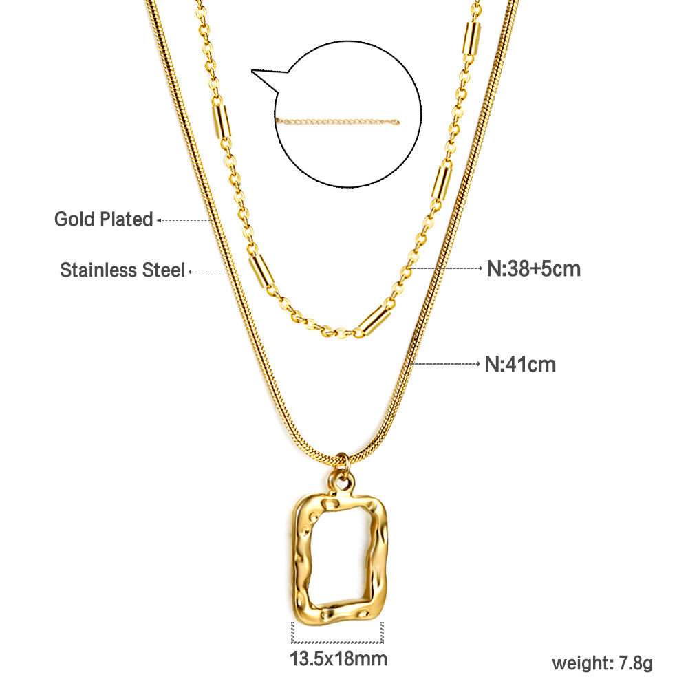 RECTANGLE DROP NECKLACE 18K - Image 3