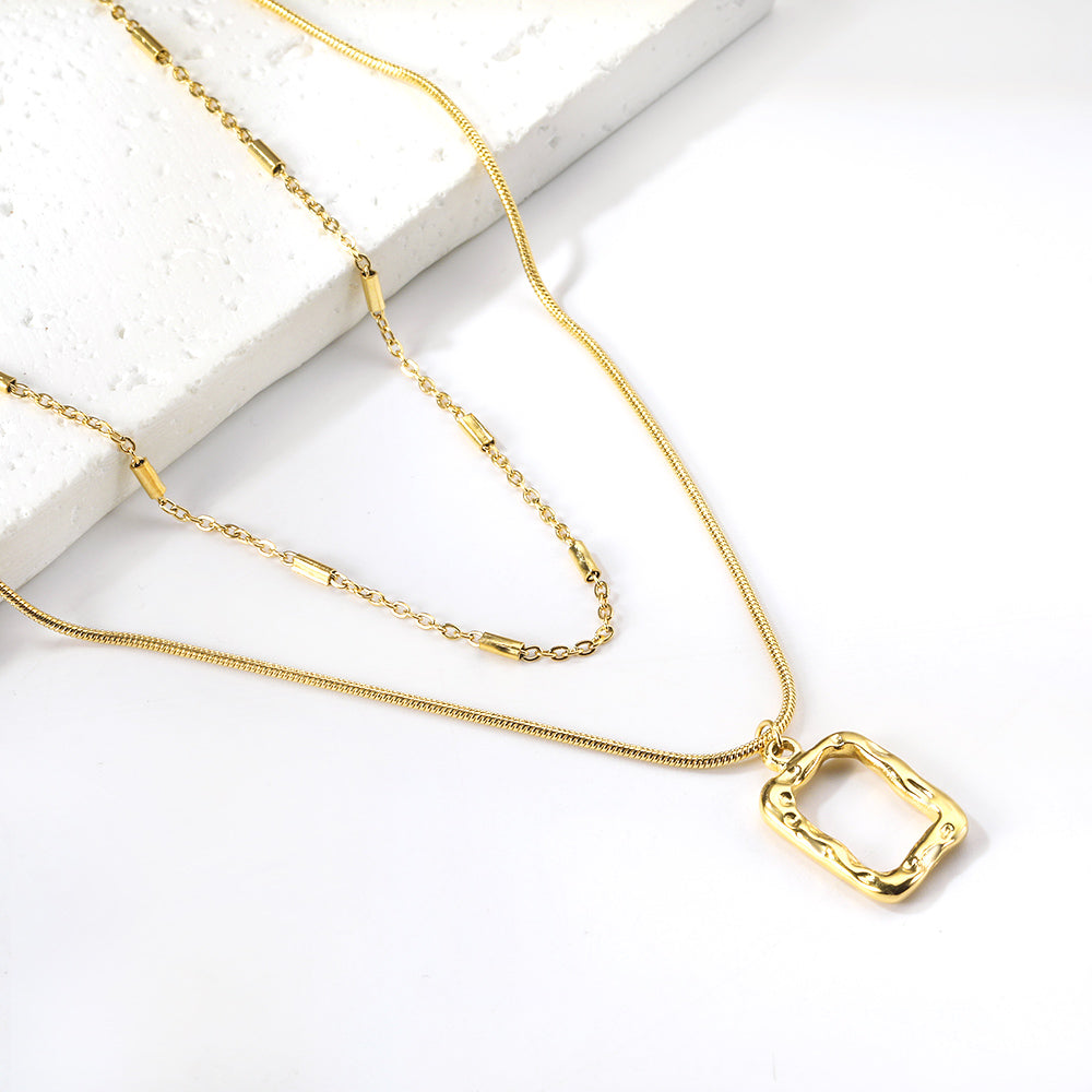 RECTANGLE DROP NECKLACE 18K - Image 2