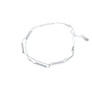 925 Silver Geometric Double Layer Charm Bracelet Women