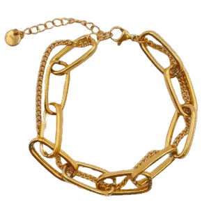 GOLD THICK LINK LAYERED BRACELET