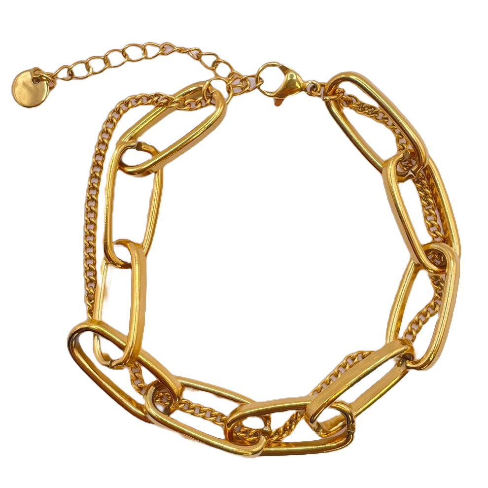 GOLD THICK LINK LAYERED BRACELET