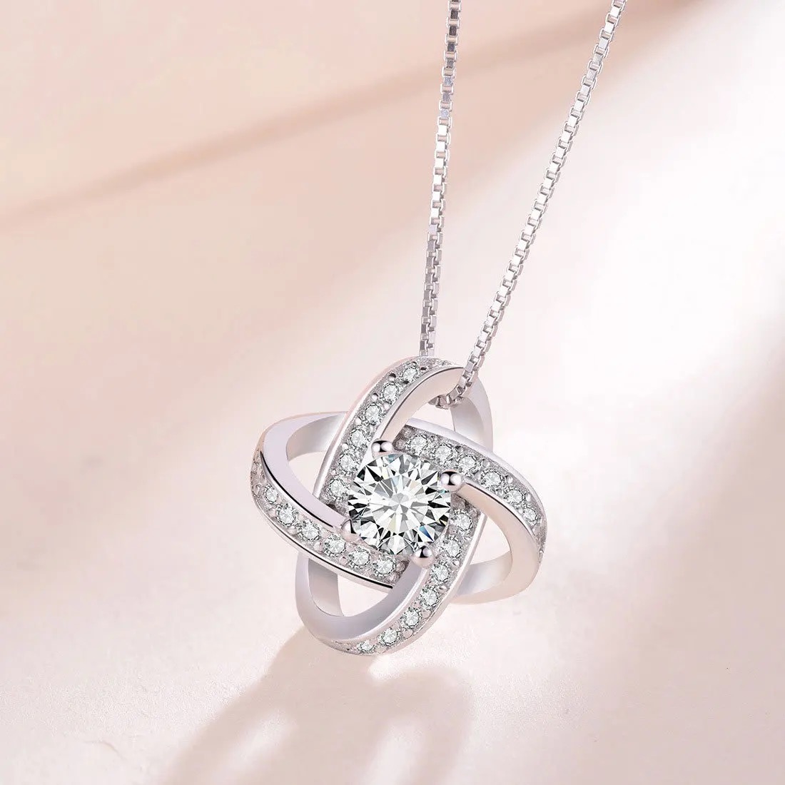 925 Sterling Silver Crystal Clover Necklaces Pendant - Image 4