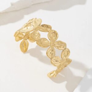 Hammer Statement Flower Cuff Fine Bracelet Bangles